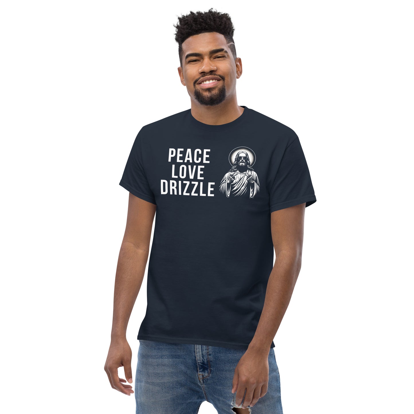 SGE -T-shirt -Peace Love Drizzle -Front -Navy