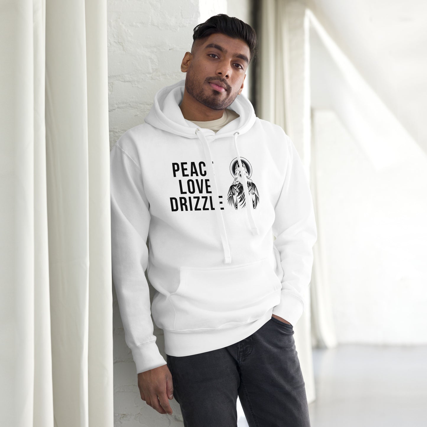 SGE -Hoodie -Peace Love Drizzle -Front -White