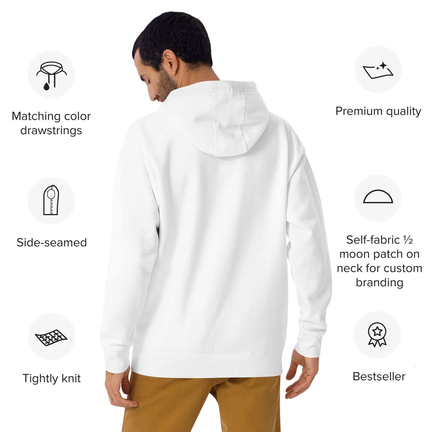 Z-MDR White Embroidery Unisex Hoodie