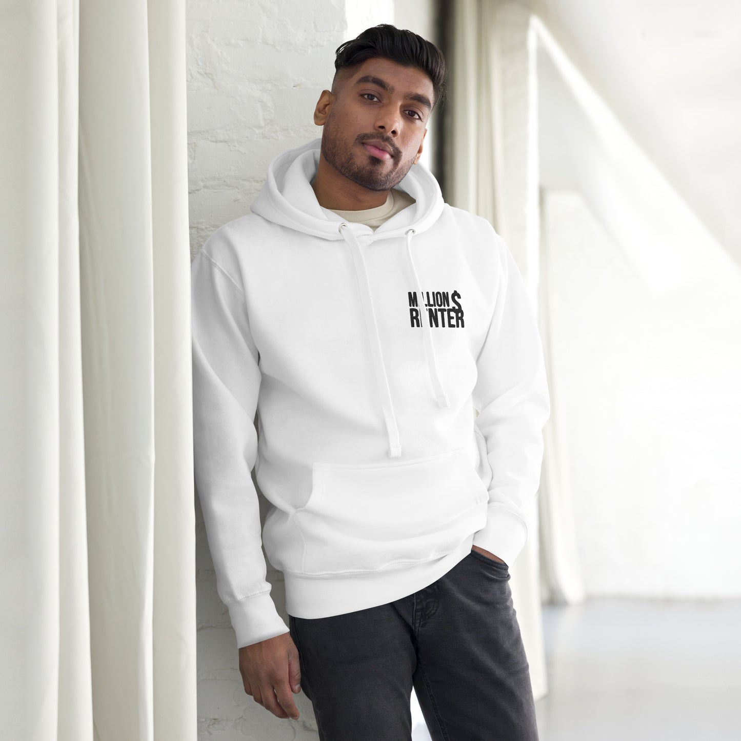 Z-MDR White Embroidery Unisex Hoodie